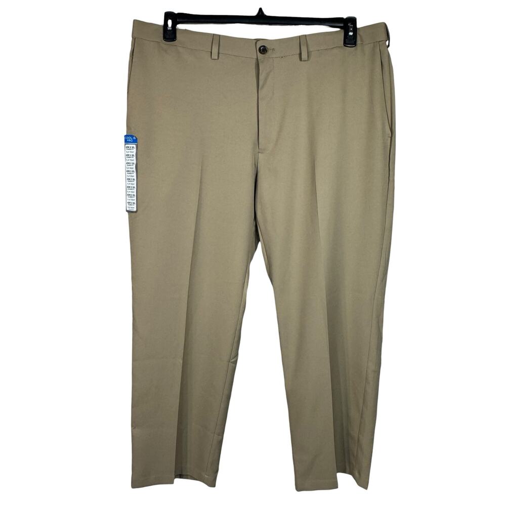 Haggar SZ 42Wx30L Mens Cool 18 Pro Pants Classic Fit No Iron Stretch Khaki New